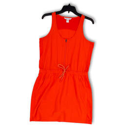 Womens Orange Sleeveless Drawstring Waist One-Piece Romper Size 6