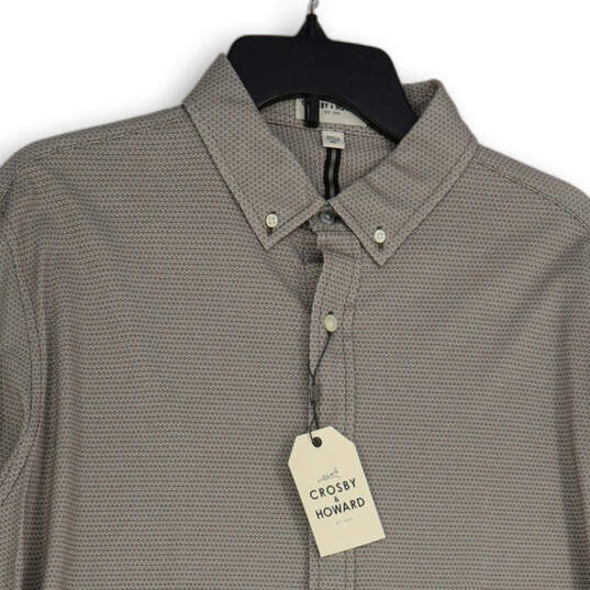 NWT Mens Brown Geometric Spread Collar Long Sleeve Button-Up Shirt Size XL image number 3