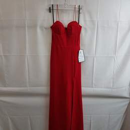B Darlin Juniors' High-Slit Boned-Bodice Red Evening Gown 5/6 P Glam Dress