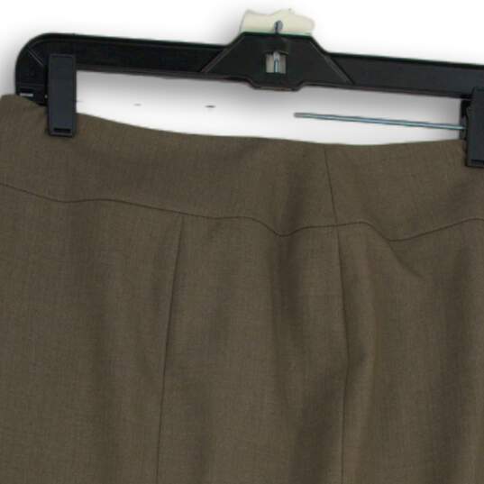 NWT Womens Brown Flat Front Back-Zip Knee-Length Side Slit A-Line Skirt Size 8 image number 5
