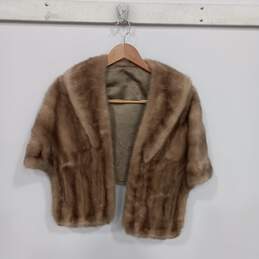 Vintage Light Brown Real Mink Fur Shoulder Capelet