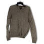 Mens Tan V-Neck Long Sleeve Tight-Knit Pullover Sweater Size Medium image number 1