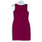 Womens Red Sleeveless Scoop Neck Knee Length Back Zip Sheath Dress Sz 0P image number 1