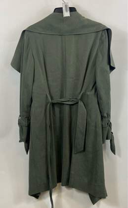 Club Monaco Womens Green Long Sleeve Pockets Belted Trench Coat Size Small alternative image