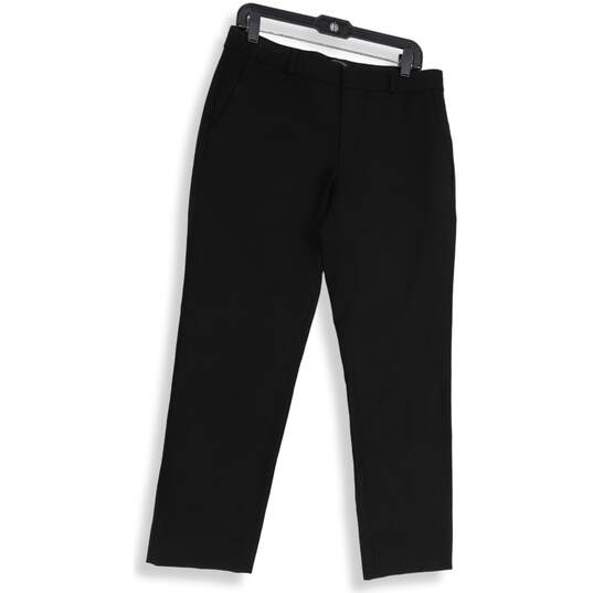 Womens Black Flat Front Slash Pockets Straight Leg Dress Pants Size 8L image number 1