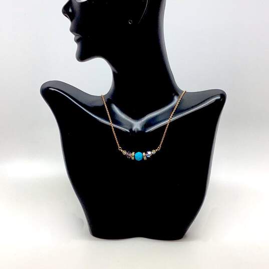 Designer Swarovski Gold-Tone Link Chain Crystal Beads Charm Necklace image number 1