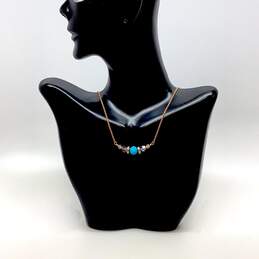 Designer Swarovski Gold-Tone Link Chain Crystal Beads Charm Necklace