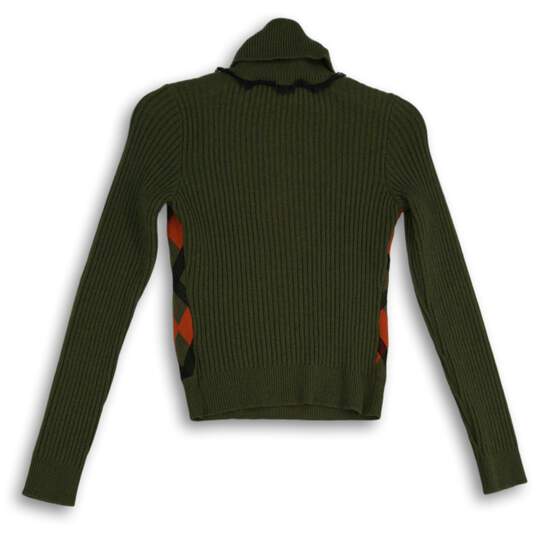 Red Valentino Womens Orange Green Argyle Turtleneck Pullover Sweater Size XS image number 2