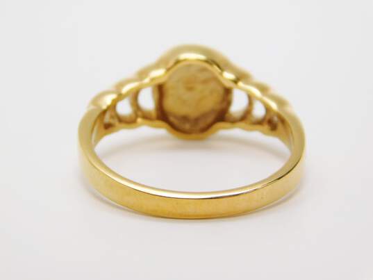 Fancy 10k Yellow Gold R Initial Half Circle Link Ring 3.4g image number 4