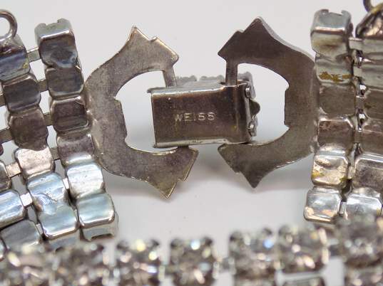 Vintage Weiss Icy Rhinestone & Silver Tone Chunky Bracelet 47.1g image number 3