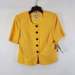 Karen Scott Women Yellow Short Sleeve Suit Jacket 12