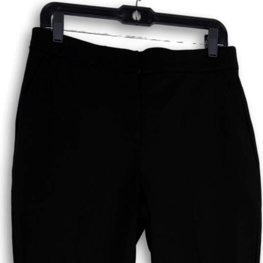 Womens Black Flat Front Slash Pocket Straight Leg Dress Pants Size 8 image number 3