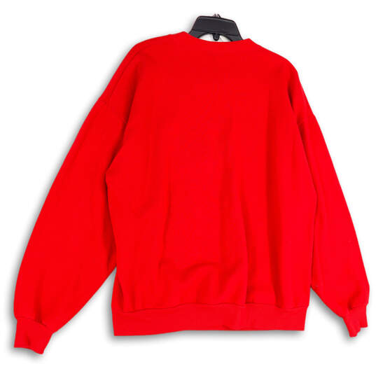 Womens Red Embroidered Crew Neck Long Sleeve Pullover Sweater Size XL image number 4