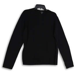 Mens Black Knitted Crew Neck Long Sleeve Pullover Sweater Size Medium
