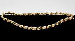 10K Yellow Gold Emerald & Diamond Accent Tennis Bracelet 6.0g