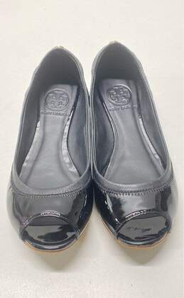 Tory Burch Patent Leather Eddie Peep Toe Flats Black 6 alternative image