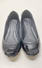 Tory Burch Patent Leather Eddie Peep Toe Flats Black 6 image number 2