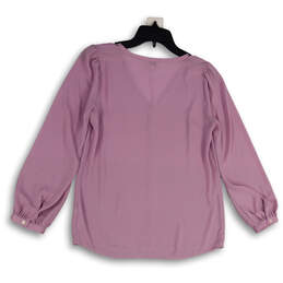Womens Purple Long Sleeve V-Neck Stretch Pullover Blouse Top Size 00 alternative image