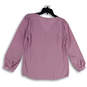 Womens Purple Long Sleeve V-Neck Stretch Pullover Blouse Top Size 00 image number 2