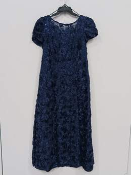 Women's Alex Evenings Blue Sequined Rosette Gown Size 14W
