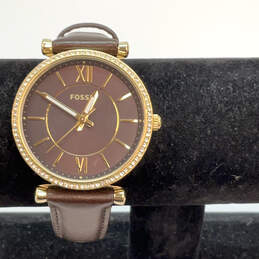 Designer Fossil Carlie ES-4973 Gold-Tone Adjustable Strap Analog Wristwatch