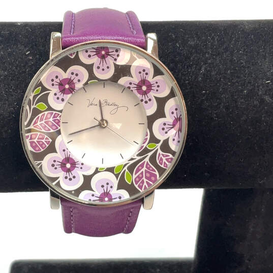 Designer Vera Bradley Purple Adjustable Strap Round Dial Analog Wristwatch image number 1