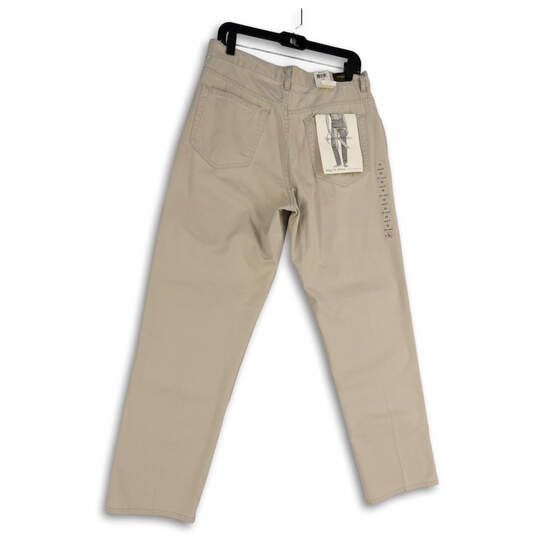 NWT Womens Beige Flat Front Pockets Straight Leg Chino Pants Size 12x30 image number 2