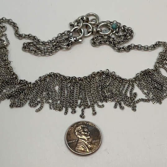 Designer Lucky Brand Silver-Tone Link Chain Fringe Statement Necklace image number 2