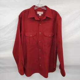 Filson Red Wool Long Sleeve Button Up Shirt Size L