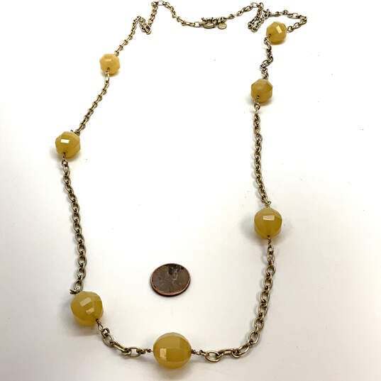 Designer J. Crew Yellow Gold-Tone Lobster Crystal Preppy Beaded Necklace image number 3