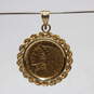 22K Yellow Gold Coin In 14K Yellow Gold Bale Pendant & Bracelet - 38.3g image number 3