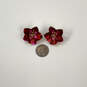 Designer Kate Spade Gold-Tone Pink Flower Fashionable Clip-On Stud Earrings image number 3