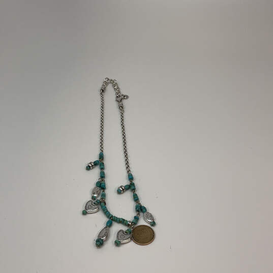 Designer Brighton Silver-Tone Blue Stone Heart Adjustable Beaded Necklace image number 2