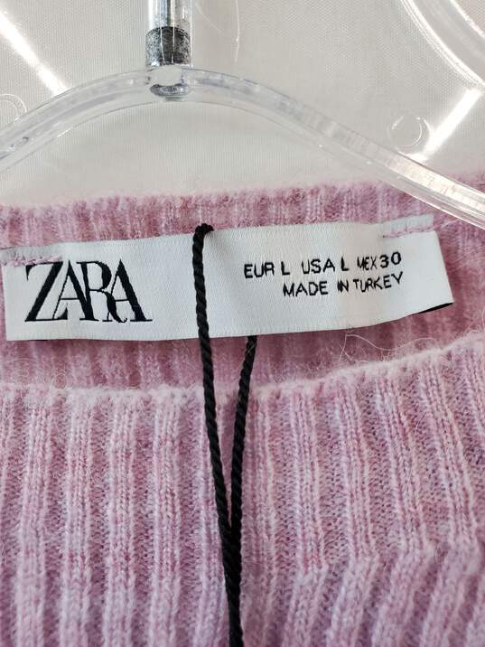 Zara Pink Ribbed Acrylic Sweater Size L image number 3