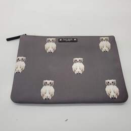 Kate Spade Gray Owls 10x7 Zip Top Pouch
