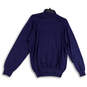 Womens Blue Knitted Long Sleeve Mock Neck Pullover Sweater Size Medium image number 1