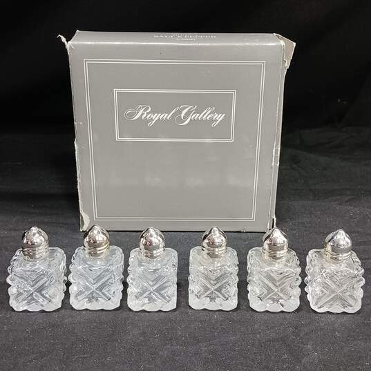 Vintage Japan 1987 6 Crystal Salt & Pepper Shakers Royal Gallery In Box image number 1