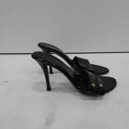 Charles Women's Black Leather Slip On Open Toe Stiletto Heel Slide Sandals Size 6 alternative image