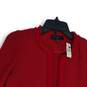 NWT Talbots Womens Red Long Sleeve Collarless Open Front Jacket Size MP image number 3