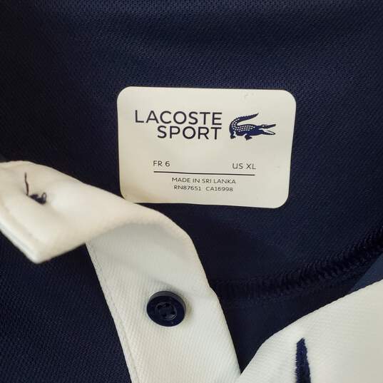 Lacoste Sport Blue White Short Sleeve Polo Size XL image number 3
