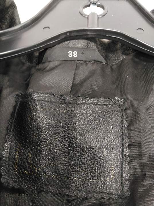 Men's Black Leather Coat Size 38 image number 6