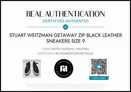 Stuart Weitzman Women's Getaway Zip Black Leather Sneakers Size 9 AUTHENTICATED alternative image