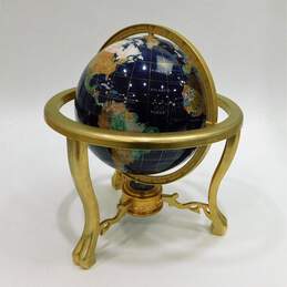 Semi-Precious Gemstone World Globe w/ Compass Stand alternative image