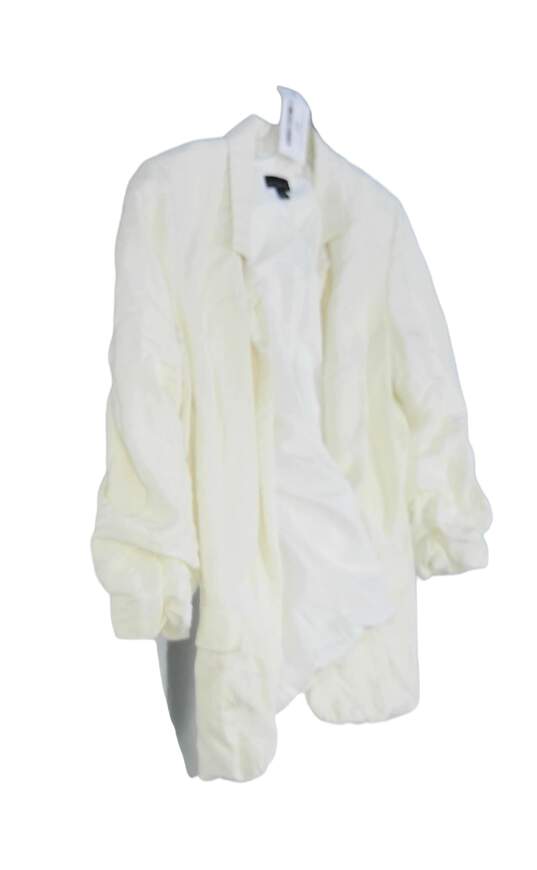 Women's Ivory Yellow Long Sleeve Notch Lapel Blazer Jacket Size 14 image number 2