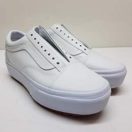Vans Old Skool Platform White Sneakers Size 7.5/9 Unisex NO LACE