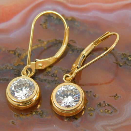Fancy 14k Yellow Gold CZ Drop Earrings 1.6g image number 1