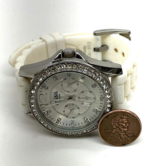 Designer Fossil Silver-Tone Chronograph Round Dial Analog Wristwatch image number 2