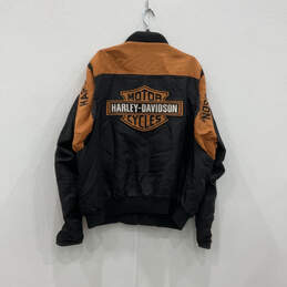 Mens Black Orange Long Sleeve Pockets Full-Zip Motorcycle Jacket Size 2XL alternative image