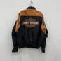 Mens Black Orange Long Sleeve Pockets Full-Zip Motorcycle Jacket Size 2XL image number 2
