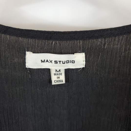 Max Studio Women Black Printed Tie Silk Blouse M image number 3